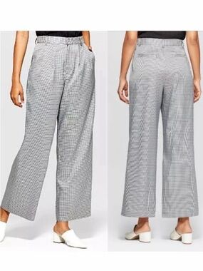 Prologue Plaid Wide Leg Pants High Rise Tailored Office Trousers 6